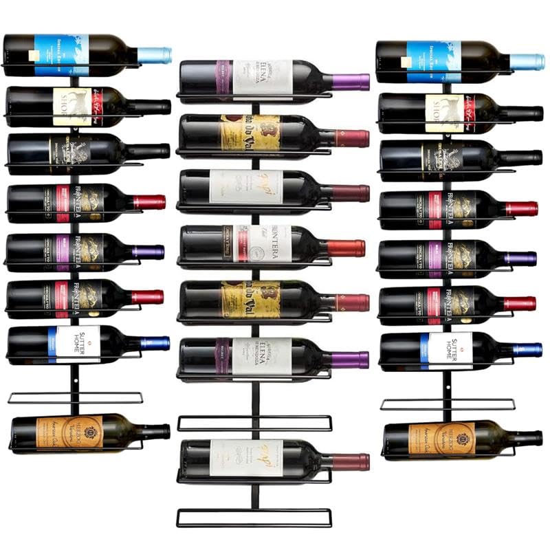 Sorbus Wall Mount Wine Rack (Holds 27 Bottles) - Wine Rack Wall Mounted for Wine Bottles, Liquor, Champagne, Black Metal Wine Bottle Holder for Home Bar, Wine Kitchen Storage