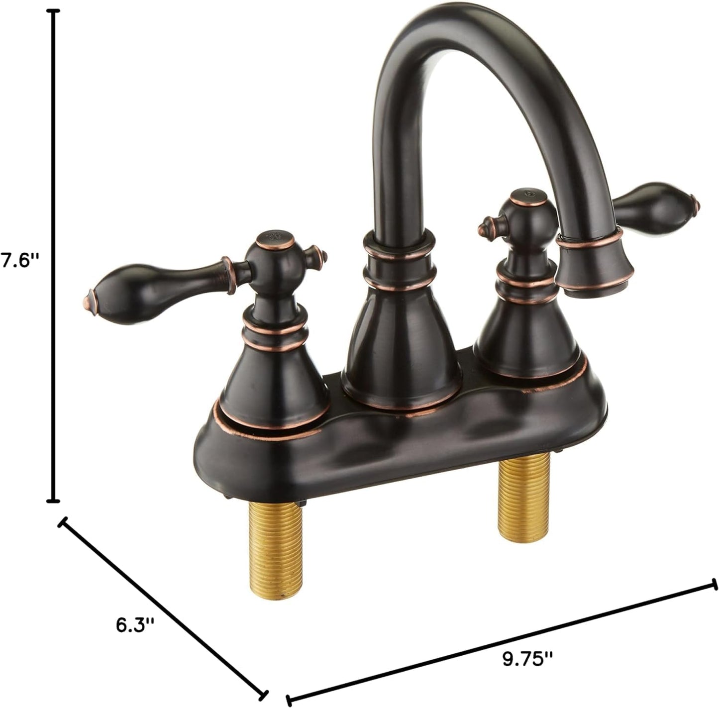 Derengge 2 Handle Oil Rubbed Bronze Bathroom Sink Faucet 3 Hole with Overflow Pop up Drain,360° Swivel Spout 4 Inch Centerset Lavatory Faucet,F-4501-NB