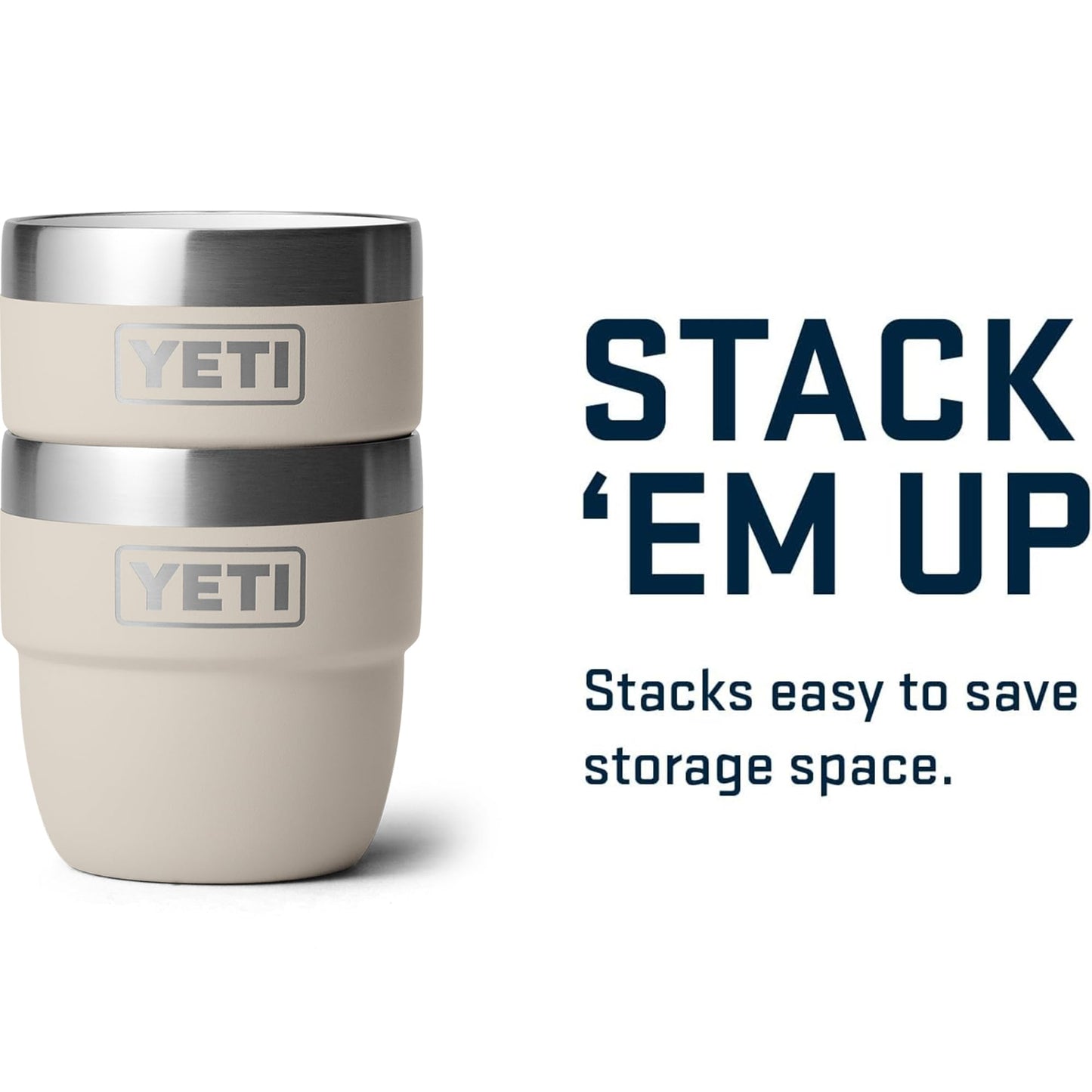 YETI Rambler 4 oz Stackable Cup, Stainless Steel, Vacuum Insulated Espresso/Coffee Cup, 2 Pack, Cape Taupe