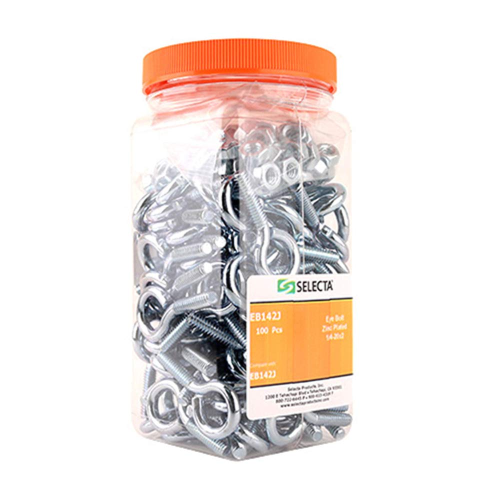 Steel 1-1/4-20 x 2 Eye Bolts with Hex Nuts, 100