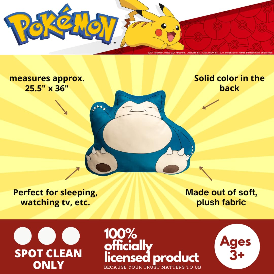 Pokemon Snorlax Anime Cozy Bedding Super Plush Oversized Body Pillow (Officially Licensed Product) by Franco