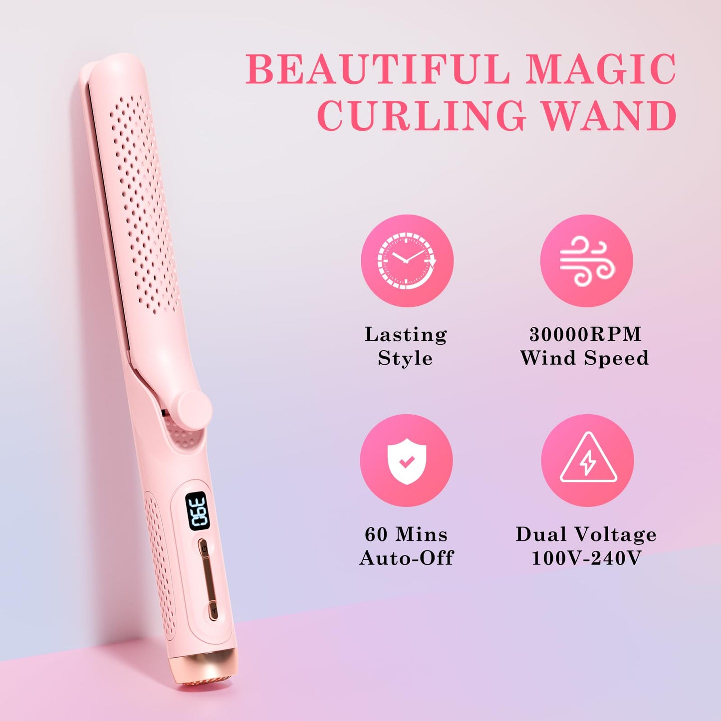 Hahahope Hair Straightener and Curler 2-in-1, 360°Airflow Styler Curling Iron, 20 Million Negative Ion Hair Care, LED Digital Display Multiple Temp, Auto Off, Dual Voltage