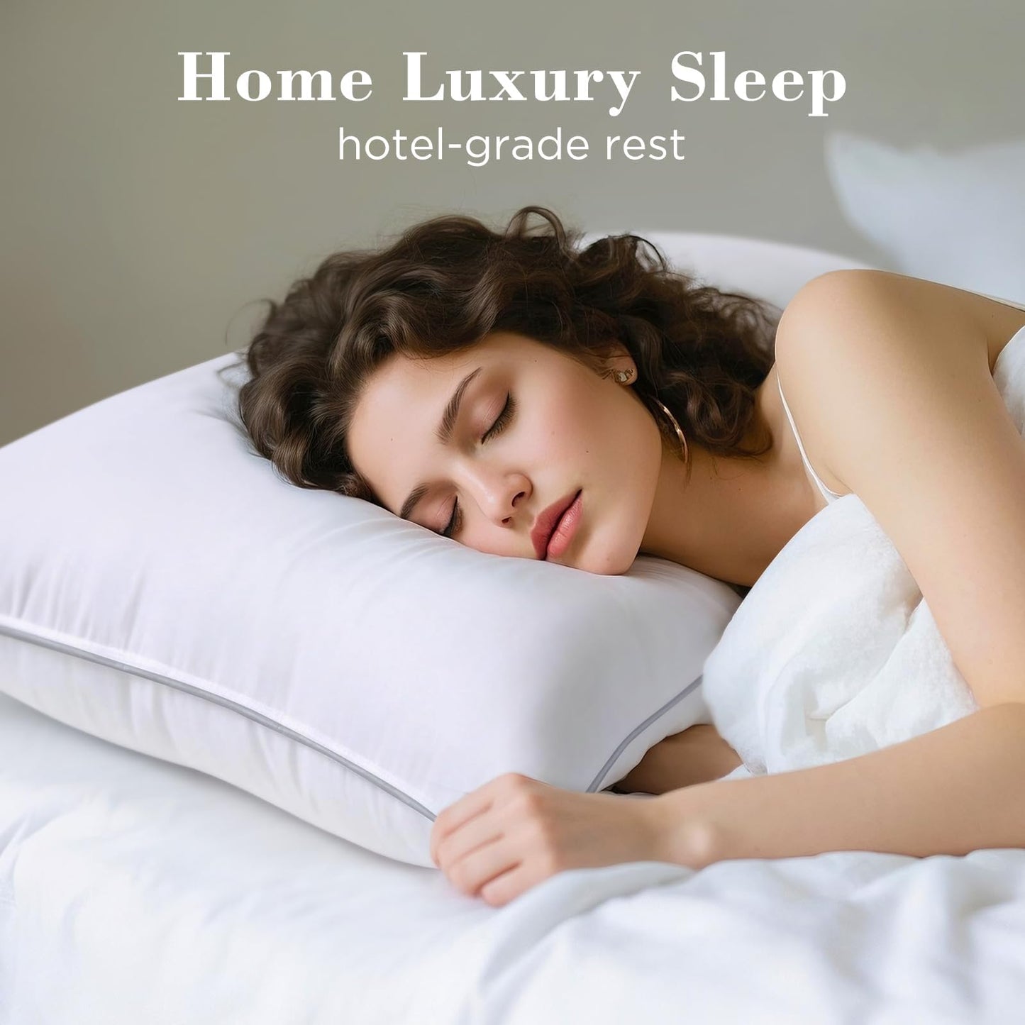 viewstar Bed Pillows Queen/Standard Size Set of 2, Hotel Collection, Down Alternative Firm Pillow for Side, Back or Stomach Sleepers, White