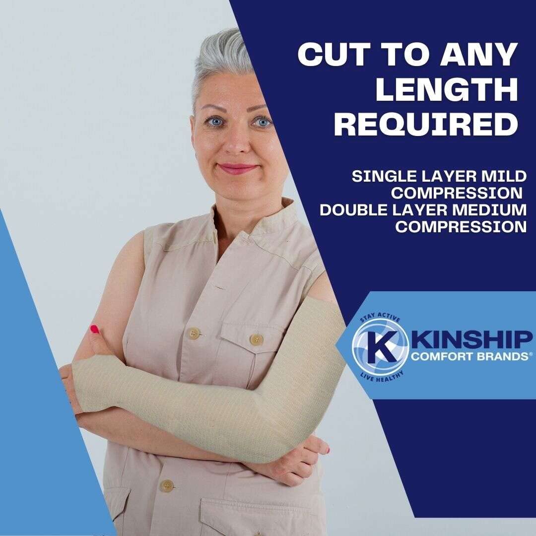 KinGrip Tubular Elastic Support Bandages by Kinship Comfort Brands Tubular Bandage Protects Fragile Skin Latex-Free Wound Care for Edema and Lymphedema Support | Made in USA | Size E 3.5”x10 MTR