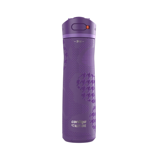 Contigo x Ally Love Ashland Chill 2.0, Stainless Steel, Spill Proof Water Bottle with AutoPop Easy Lean Lid, BPA Free, 24oz, Violet