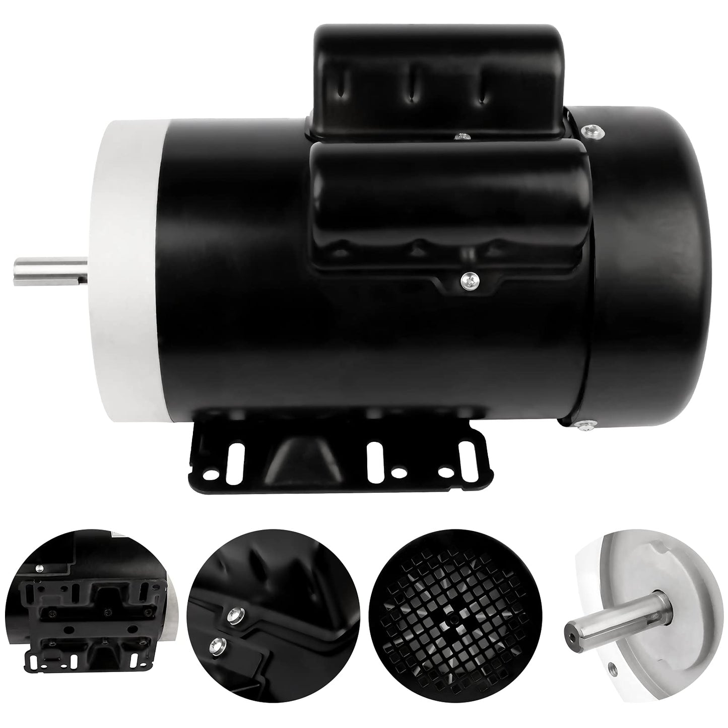 5HP Electric Motor 3450RPM General Purpose Single Phase Motor 208-230V 56C Frame 5/8" Shaft Diameter 60HZ TEFC