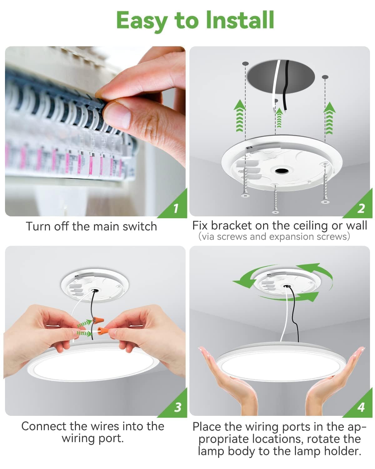 zemty 6-Pack 12-Inch LED Flush Mount Ceiling Lights, 24W 3200Lumens 5 CCT Adjustable (3000K-6500K), Round Flat Light Fixture for Bedroom Kitchen Bathroom Hallway (White)