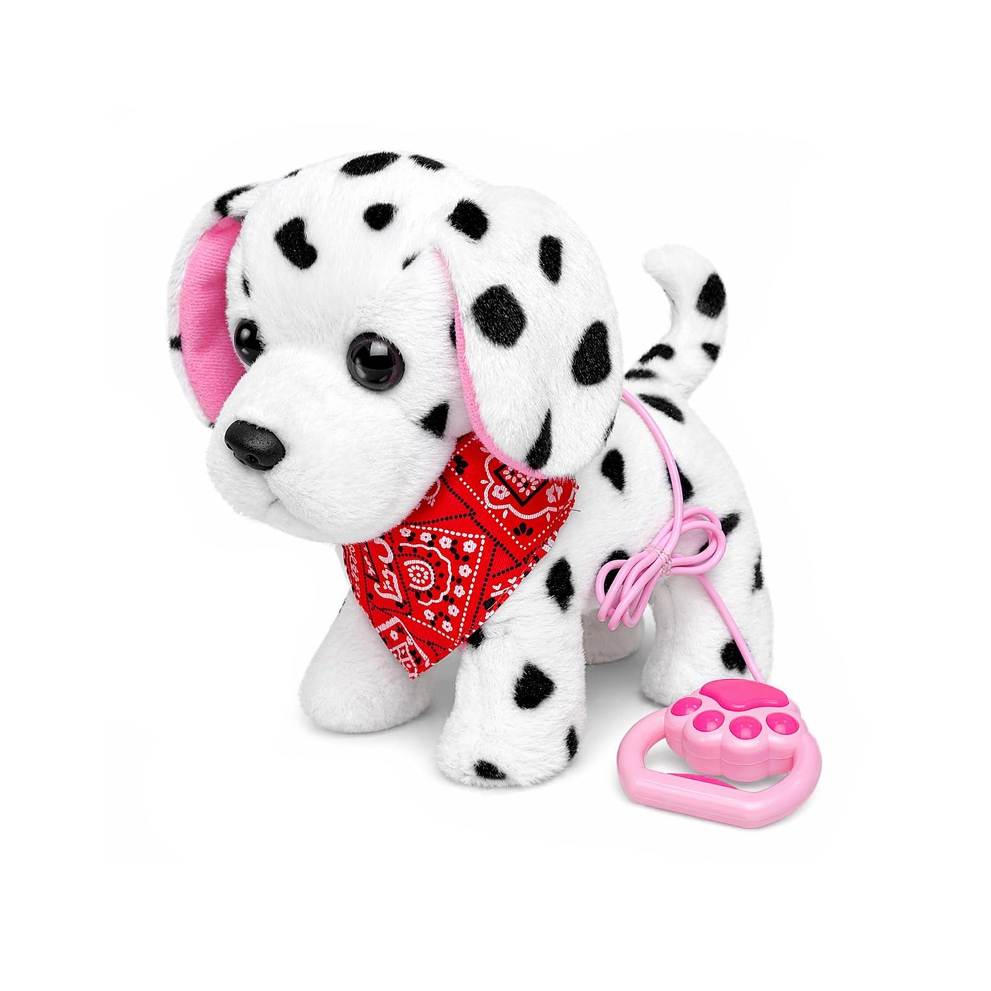 YH YUHUNG Walking and Barking Dalmatian Puppy Dog Stuffed Animated with Remote Control Leash,Head Nod,Walking,Barking,Tail Wagging,Electrnoic Pets Puppy Plush Toy for Kids,Boys and Girls Gift