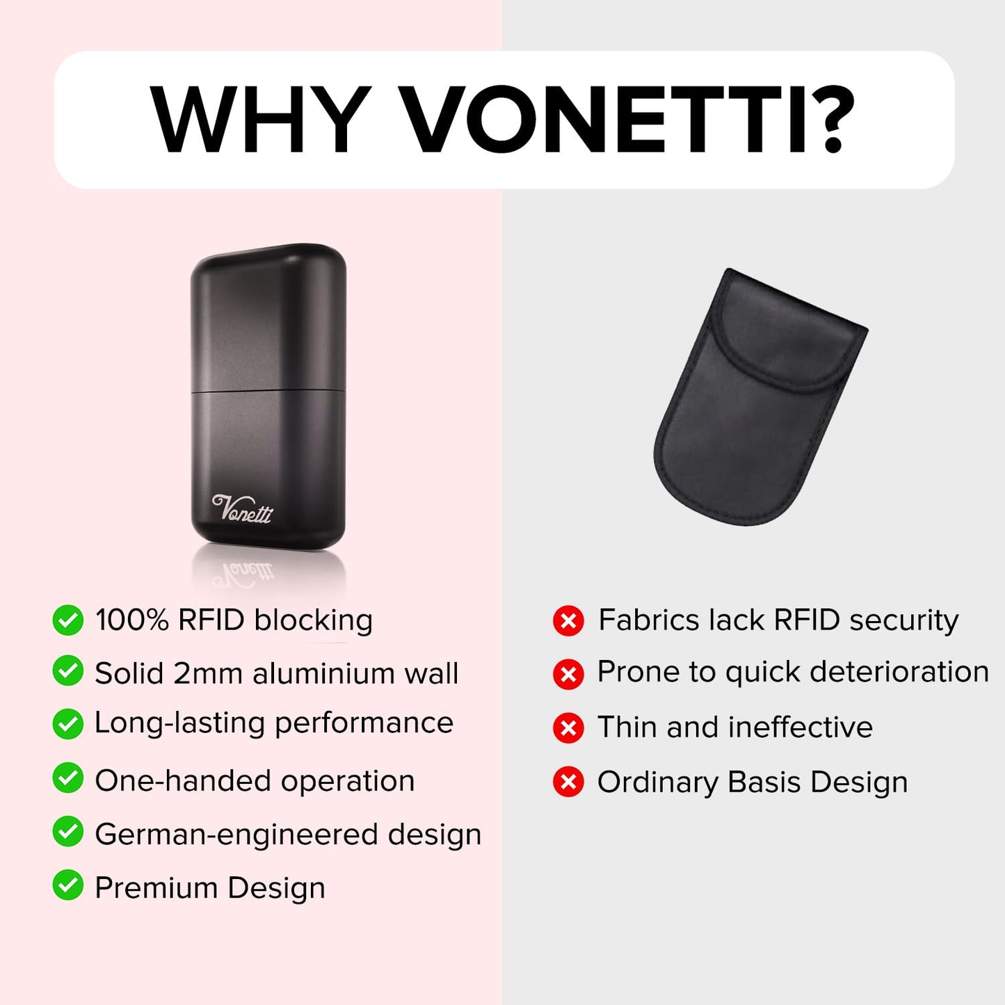 VONETTI Bello Faraday Box for Car Keys- Anti-Theft Car Key Signal Blocking Pouch, RFID Keyless Entry Key Fob Protector & Blocker Blocking Cages- Car Accessories Gift for Men and Women