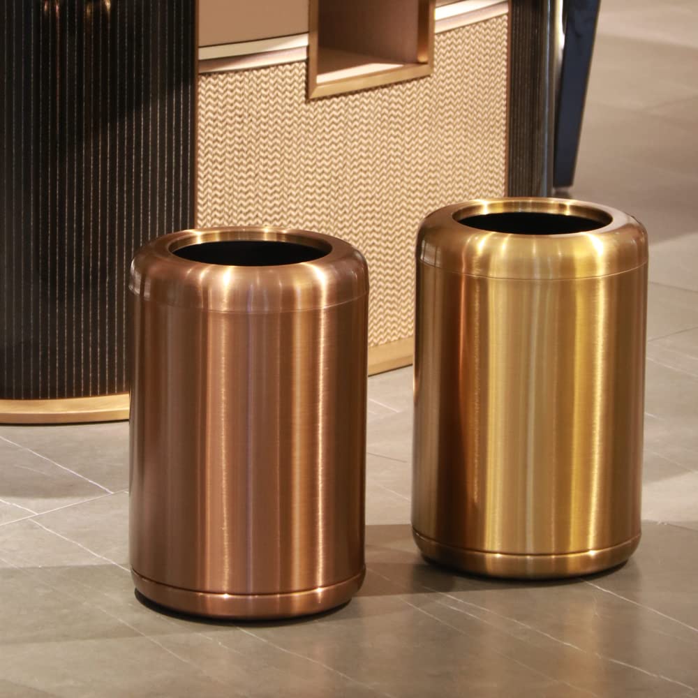 LEASYLIFE 10 L/2.6Gallon,Brass Bathroom Trash can,Gold Bathroom Trash Can, Small Gold Trash Can,Brass Garbage Can for Bathroom,Living Room,Office,Kitchen,Bedroom,Hotel (Gold)