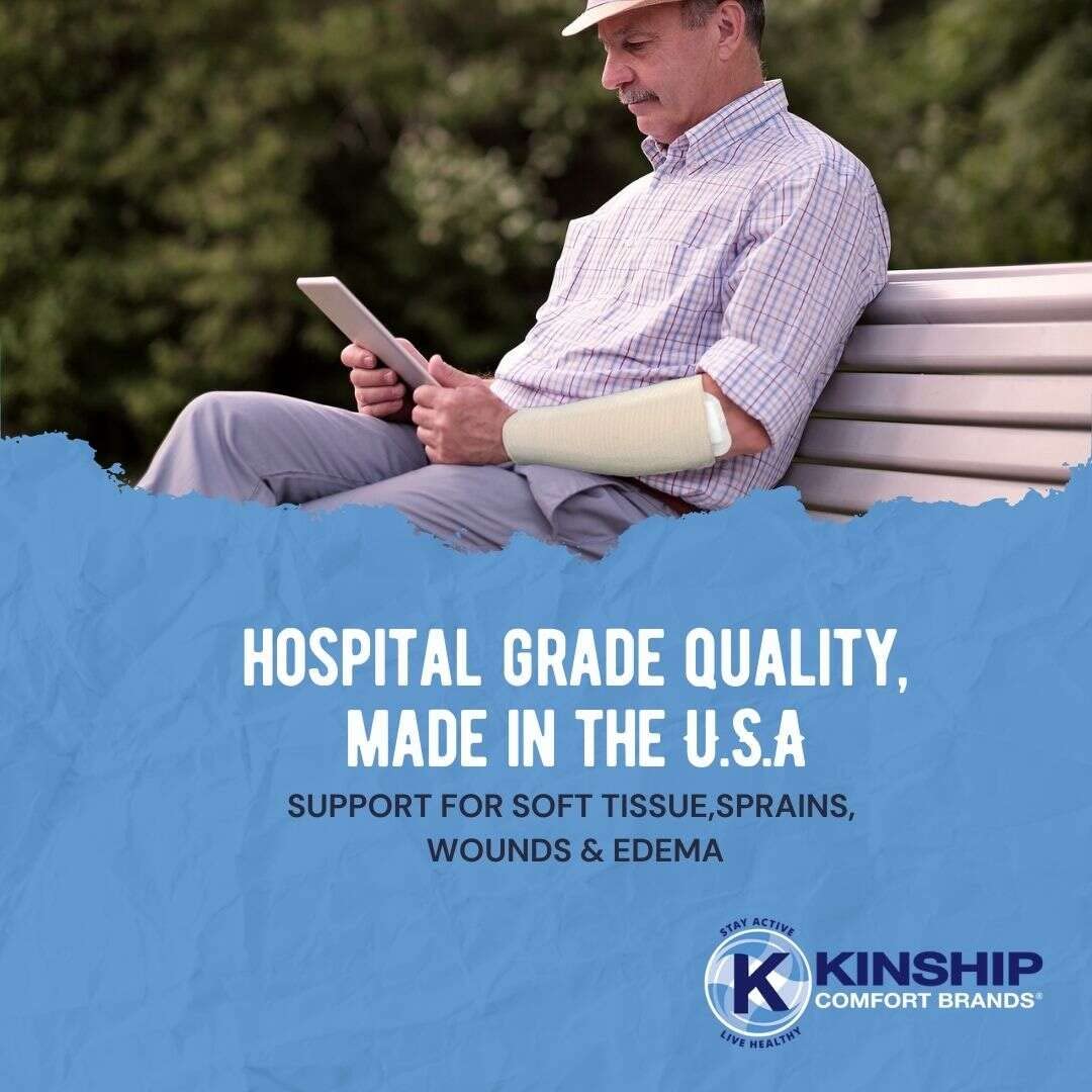 KinGrip Tubular Elastic Support Bandages by Kinship Comfort Brands Tubular Bandage Protects Fragile Skin Latex-Free Wound Care for Edema and Lymphedema Support | Made in USA | Size E 3.5”x10 MTR