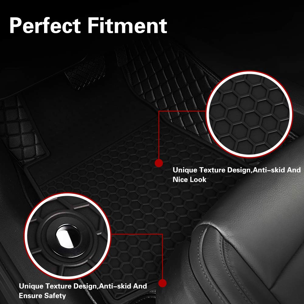 HD-Mart Car Rubber Floor Mat for Honda Civic Sedan 10th 2016 2017 2018 2019 2020 2021 Custom Fit Full Black Auto Floor Liners Mat All Weather Protection Heavy Duty Odorless