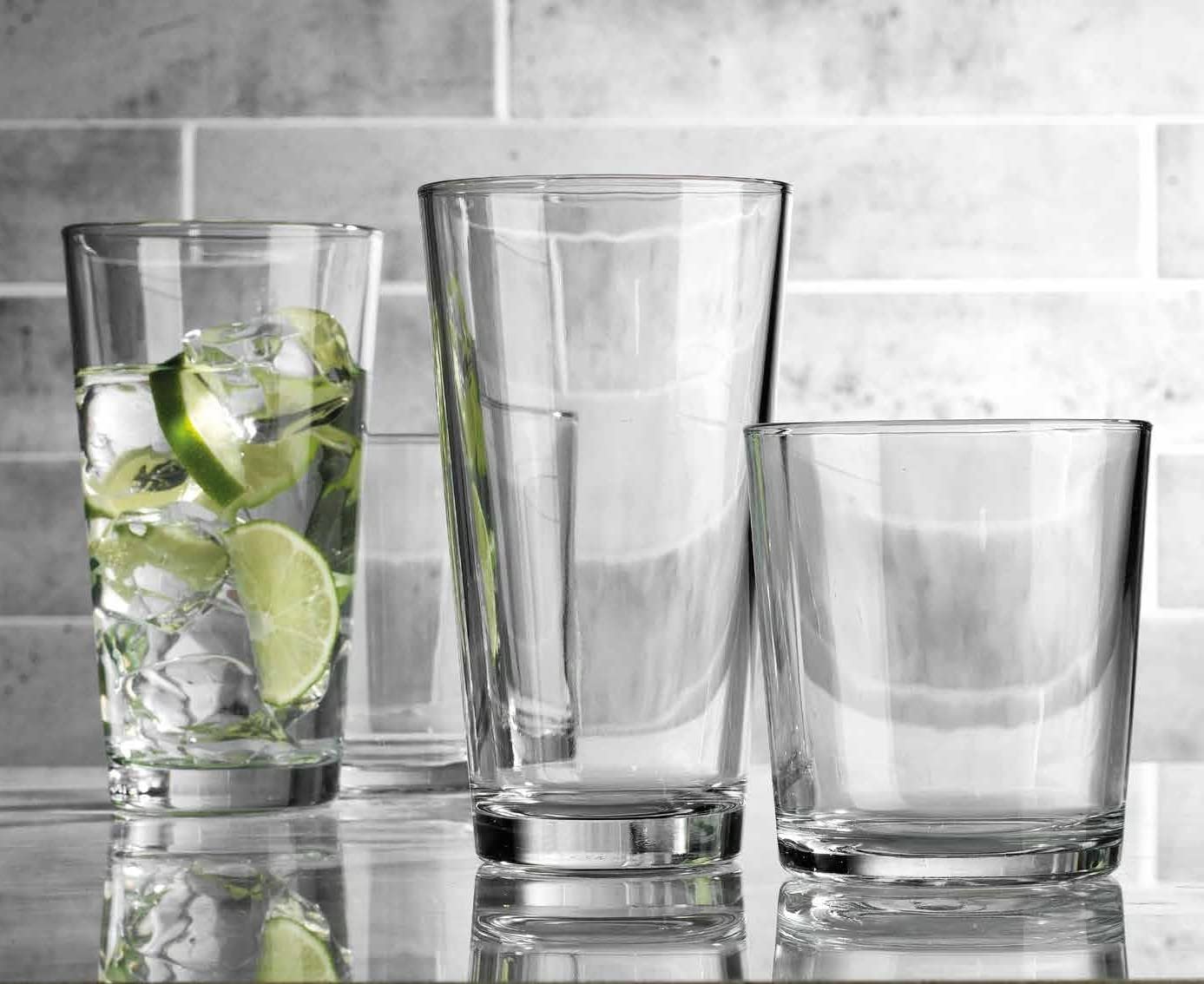 Glaver's Drinking Glasses Set of 12. Glassware set, 6 Highball Glass Cups, 6 Whiskey glasses. Classic Drinkware Set 17 oz Tall Glasses Set and 13 oz Rock Glasses.