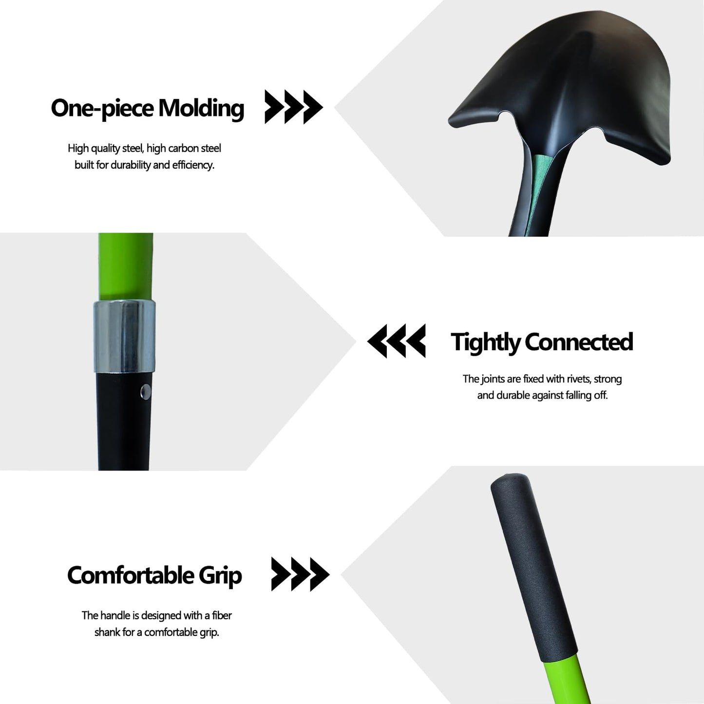Shovel for Digging, Heavy Duty Shovel for Digging, 57 Inch Straight Handled Round Shovel with Non-Slip Tail Cover, Lawn and Yard Tools, Fiberglass Handle(Green)