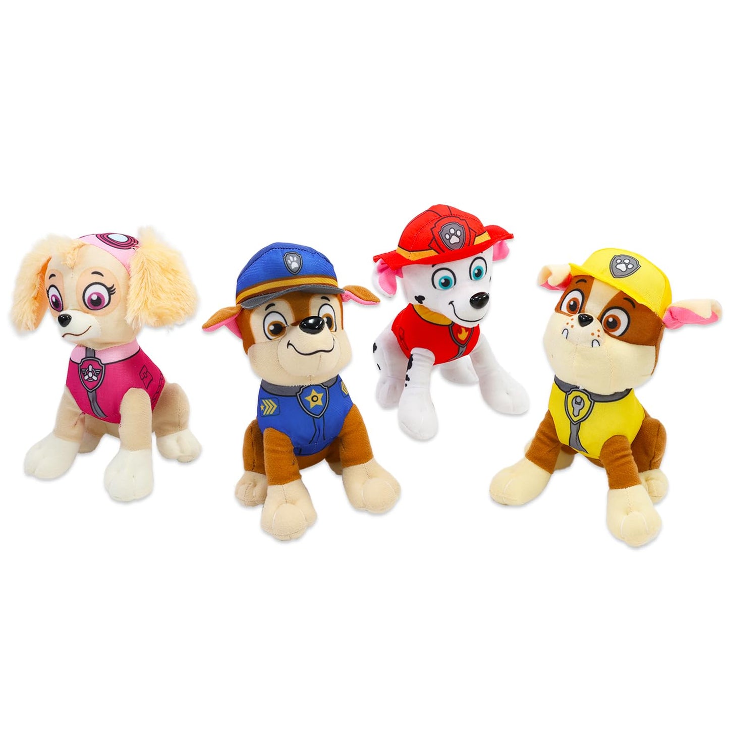Paw Patrol Plush Toy Set - 4 Pack Bundle with 7" Plushies for Kids Featuring Chase, Marshall, Skye, Rubble Plus Stickers, More | Paw Patrol Dolls Plush for Boys, Girls