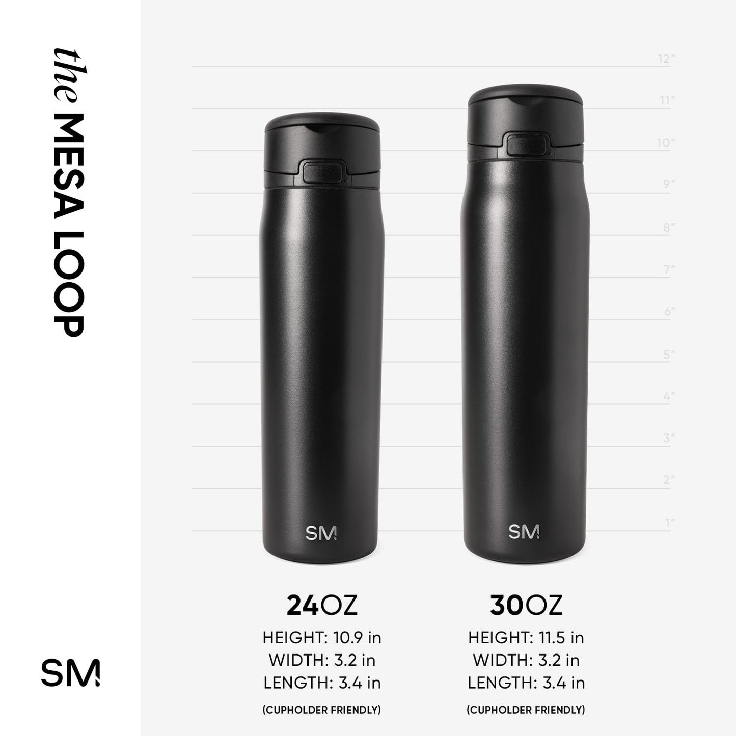 Simple Modern Mesa Loop Water Bottle with Covered Straw and Handle | 30oz Cup Holder Friendly Insulated Stainless Steel Bottles for Travel, Sports and School | Strawberry Fields