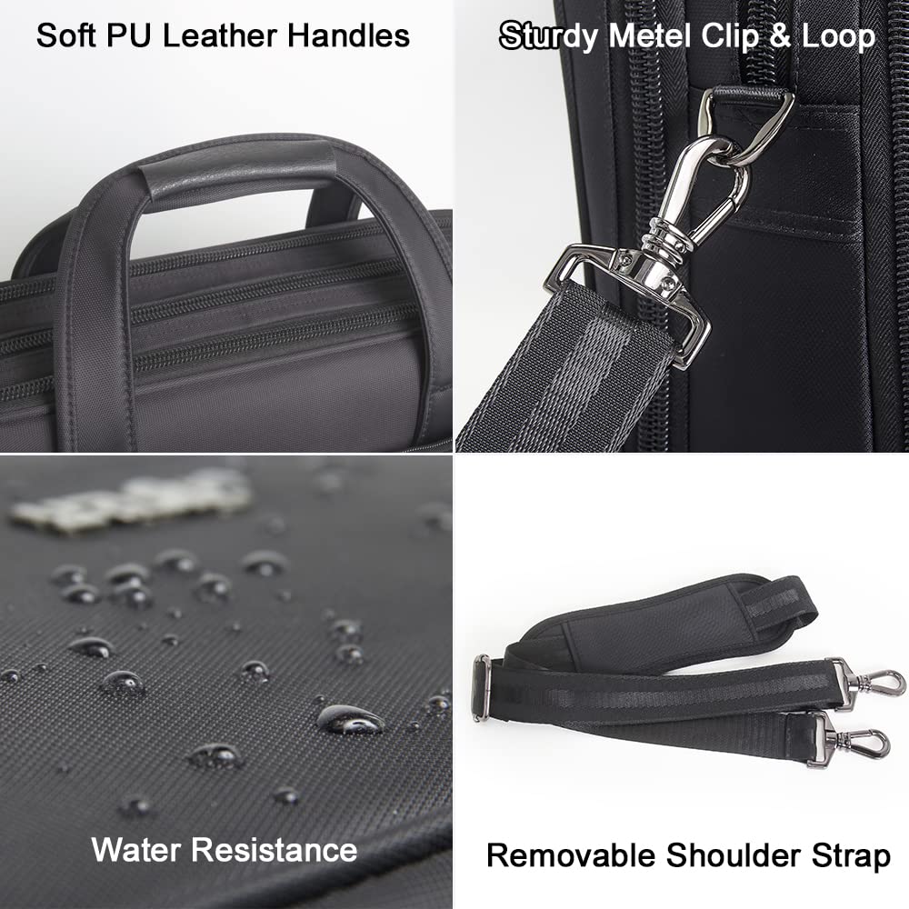Large Briefcases For Men Canvas Tote Bag Laptop Case 19 Inch Computer Bag Work Bags Business Mens Bag Office Carrying Cases Messenger Bag Book Bag Black (X-Large Size