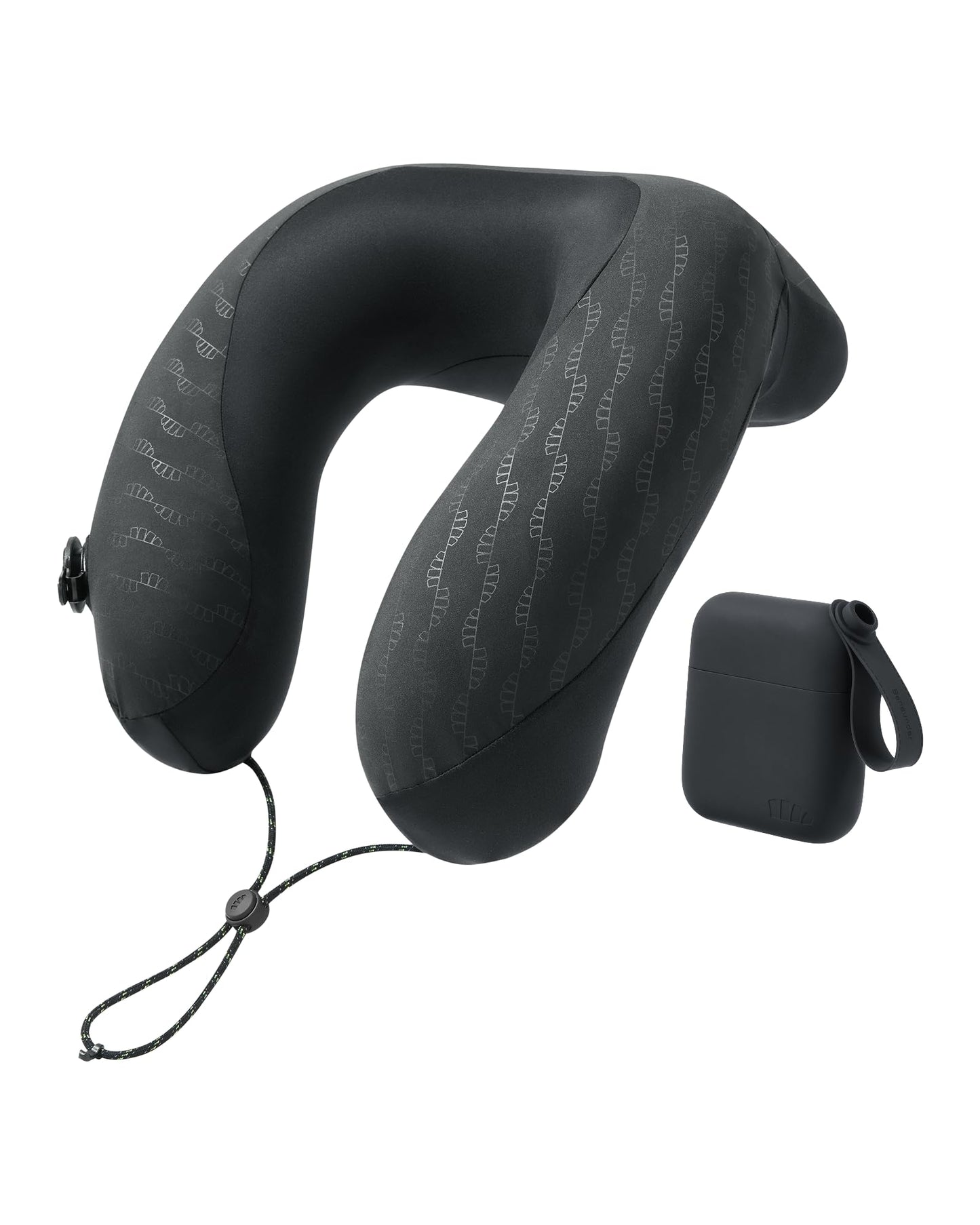 BENEUNDER Travel Neck Pillow for Airplane, Inflatable Compact 360°Head Support Pillow, Comfortable Breathable Cover for Travel, Train,Car with Storage Bag, Black