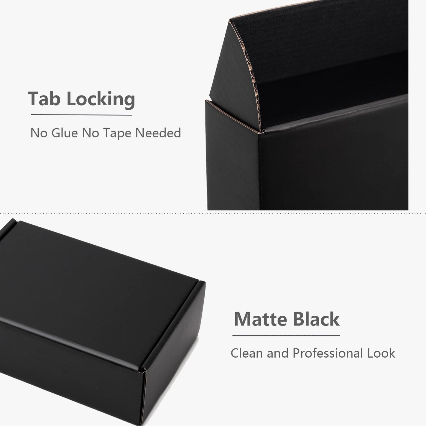 Timirog 7x5x4 Inches Black Shipping Boxes 25 Pack - Corrugated Cardboard Mailing Box for Small Business, Tab Locking Literature Mailer for Packing Jewelry Ornament Gift Craft Packaging Supplier