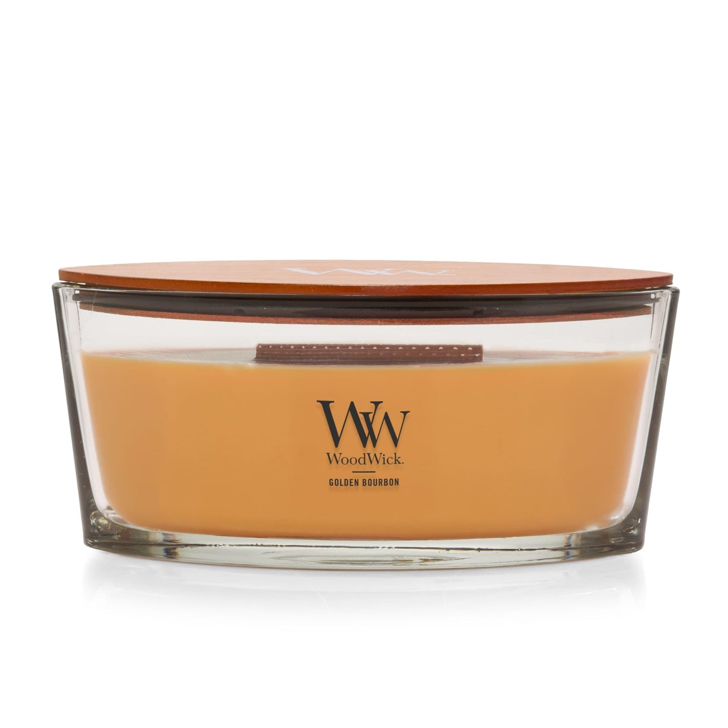WoodWick Golden Bourbon Holiday Candle Gifts for Women and Men, 16 oz Ellipse Candle with Crackling Wick