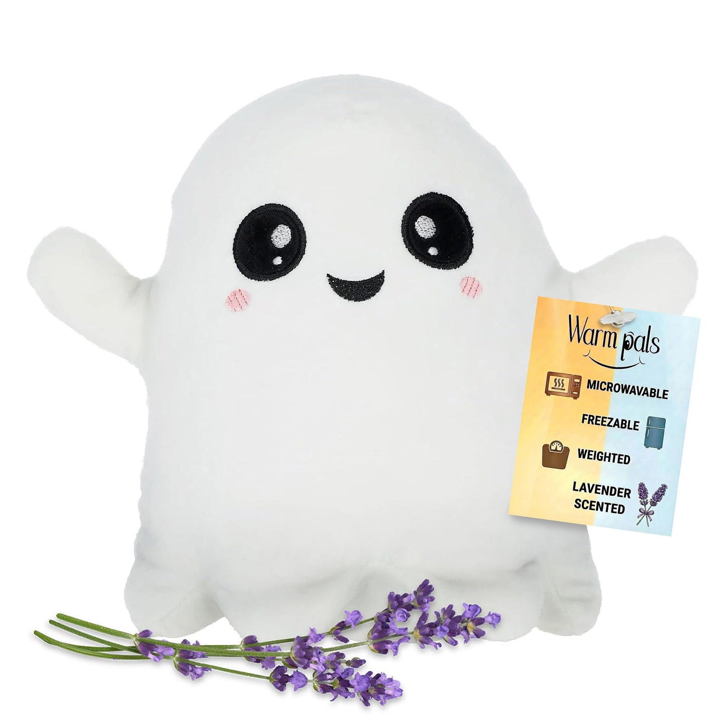 1i4 Group Warm Pals Scented Glow in The Dark Ghost, Microwavable Heatable and Coolable Bedtime Comfort Plush Toys Filled with Natural Grains and Lavender