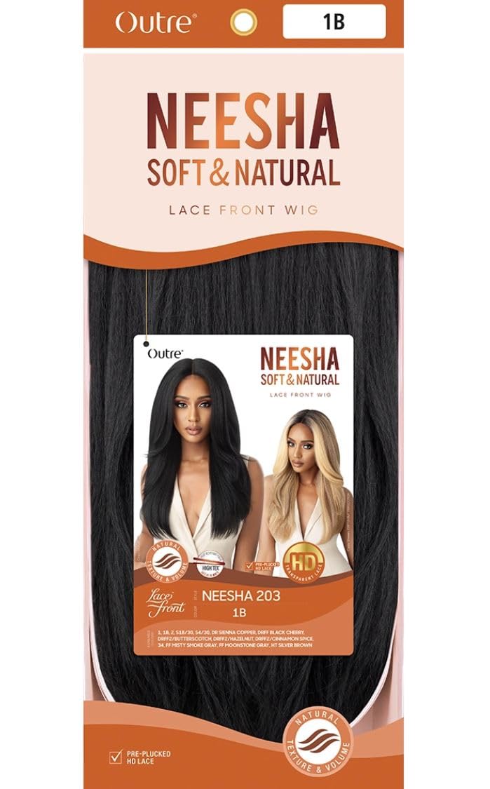 Outre Synthetic Lace Front Wig (Soft & Natural) - NEESHA 203 (Color:1B Off Black)