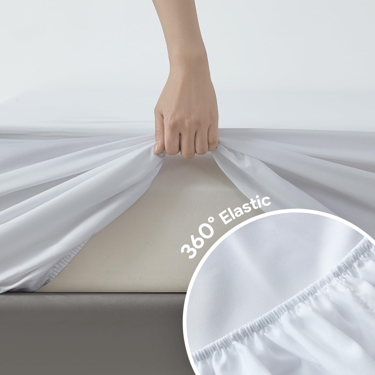 Maple&Stone Twin Fitted Sheet Only - Bulk Pack of 6 Bottom Sheets - Premium Soft & Breathable, Brushed Microfiber Fabric for Twin Size （White）