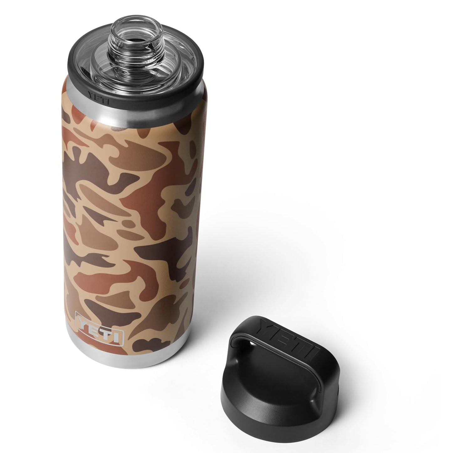 YETI Rambler 26 oz Bottle, Leakproof, Vacuum Insulated, Stainless Steel with Chug Cap, Wetlands Camo