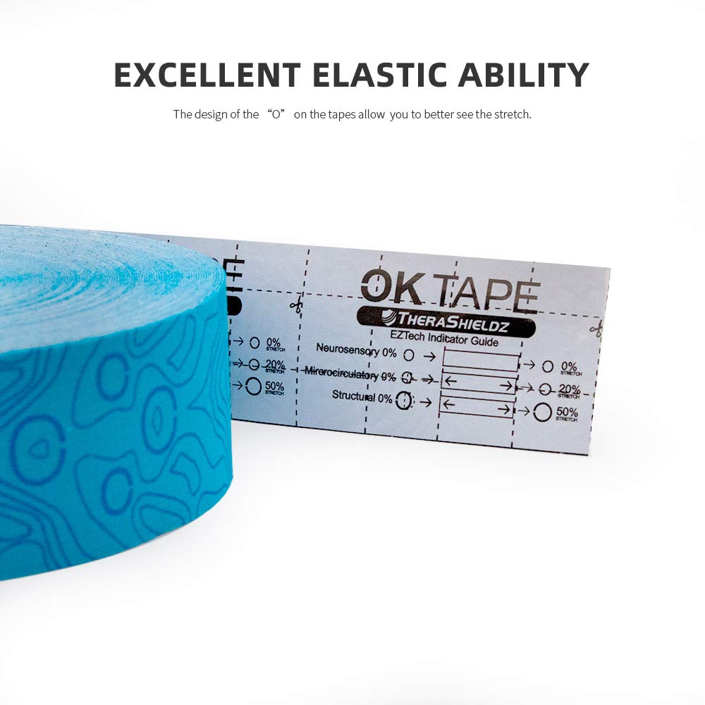 (2in X 103 Feet) OK TAPE PRO Bulk Kinesiology Tape, Original Elastic Latex Free Kinesiology Therapeutic Tape, Free Cut Printed, Beige+Beige