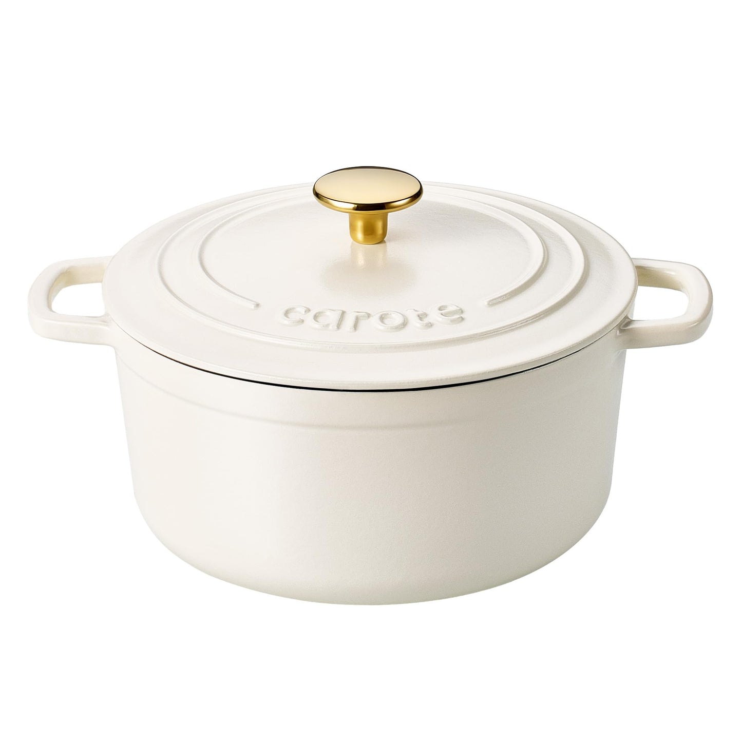 CAROTE Enameled Cast Iron Dutch Oven Pot with Lid, 4 QT Dutch Ovens, Heavy-Duty Cast Iron Pot for Sourdough Bread Baking, Braising, Stews, Roasting, Healthy & Non-Toxic, Dual Handles, All Stovetop Compatible, Oven Safe up to 500° F, Cream White