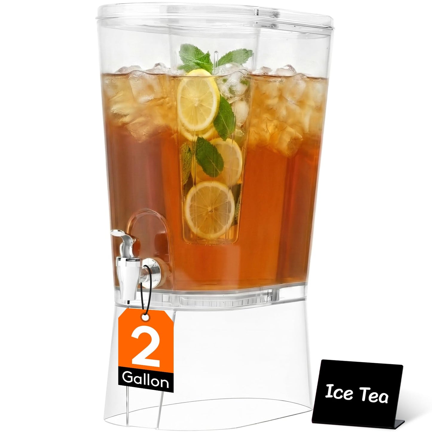 Lifewit 2 Gallon Drink Dispenser for Parties, Large Plastic Beverage Container with Fruit Infuser & Leak-Proof Spigot, BPA Free Water Pitcher for Juice/Tea/Lemonade - Ideal for Bar & Outdoor