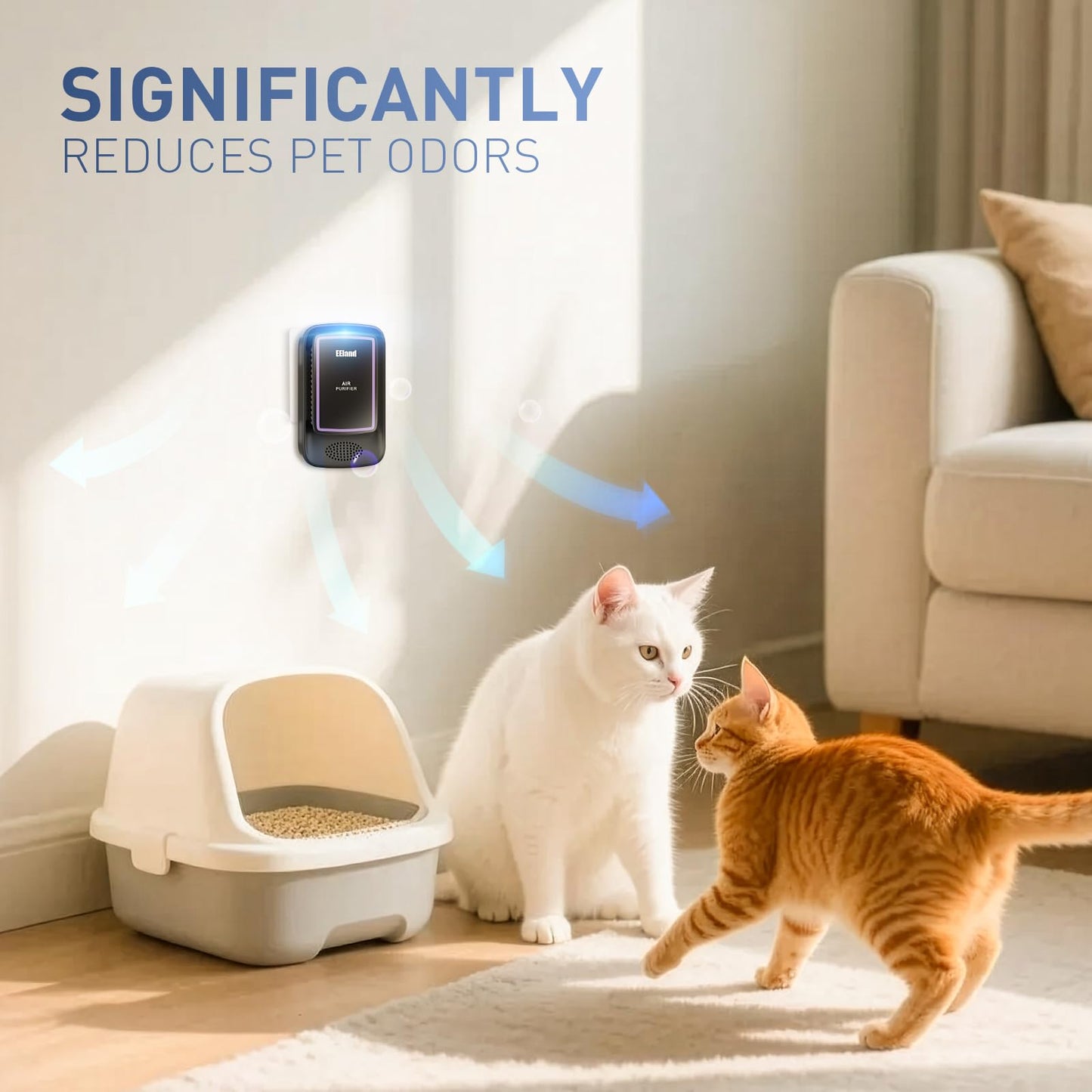 EEland Air Ionizers for Home (3 Pack), Air Purifier Plug In, Portable Negative Ion Generator, Cat Litter Deodorizer, Ozone Free Quiet Air Freshener for Pet Odor, Bedroom & Office