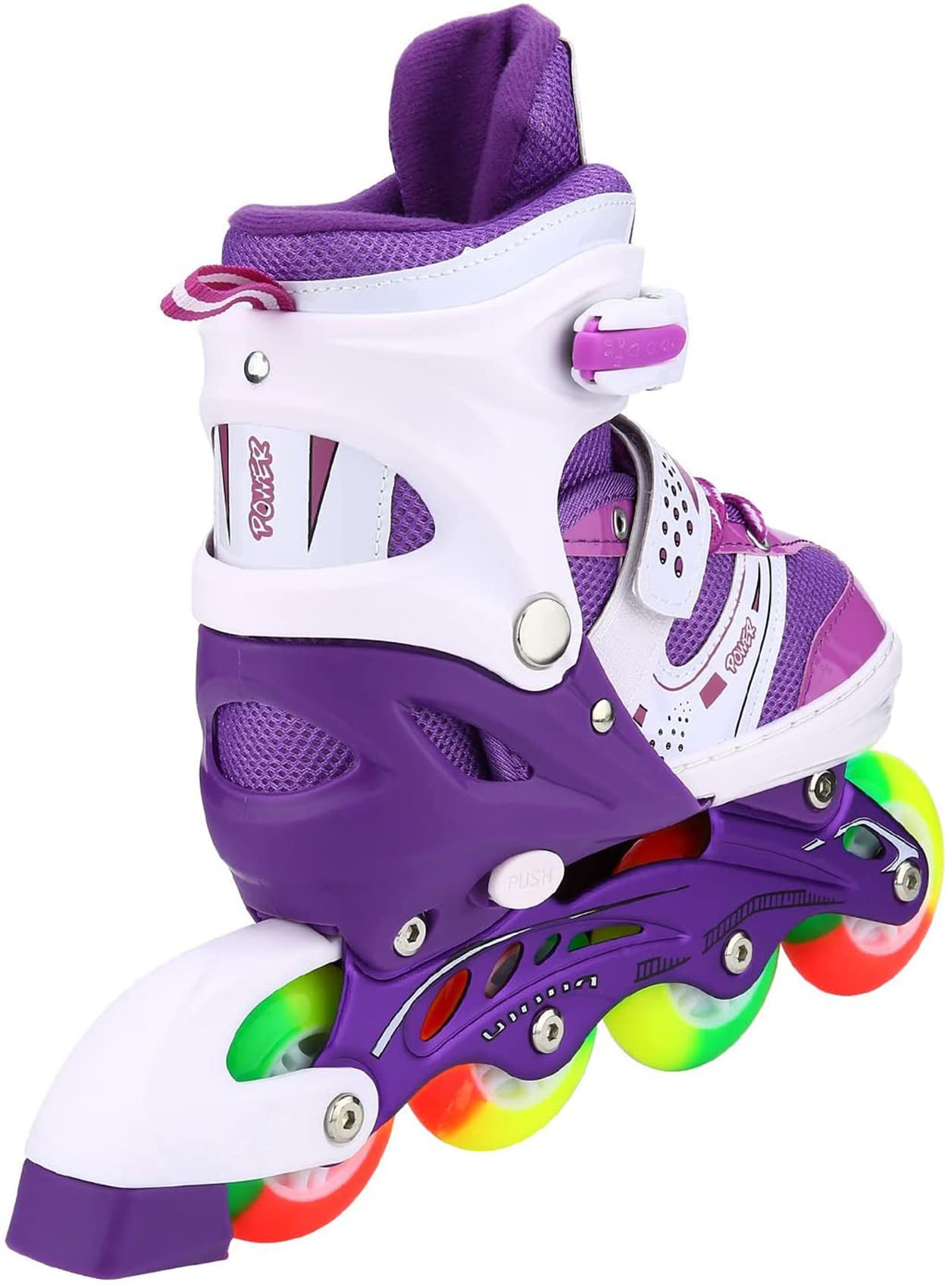 Kids Adjustable Flashing Inline Skates for Boys, Girls and Adults with Full Light Up Wheels, Outdoor Roller Skates for Kids Beginner Ages 6-8-12-14, Men and Women