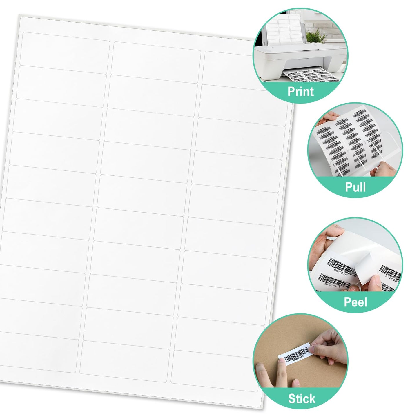L LIKED Printable Address Labels, 1" x 2-5/8", 15000 Labels, 30 per Sheet, Blank Mailing Labels for Envelopes (500 Sheets)