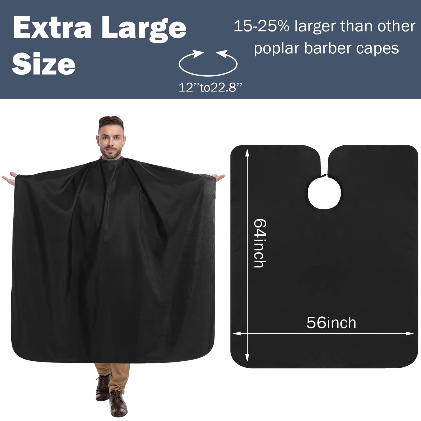 12Pcs Barber Cape 64 x 56'' Large Waterproof Hair Cutting Salon Cape Adjustable Snaps for Hair Dye Salon Stylist Supplies(Black)