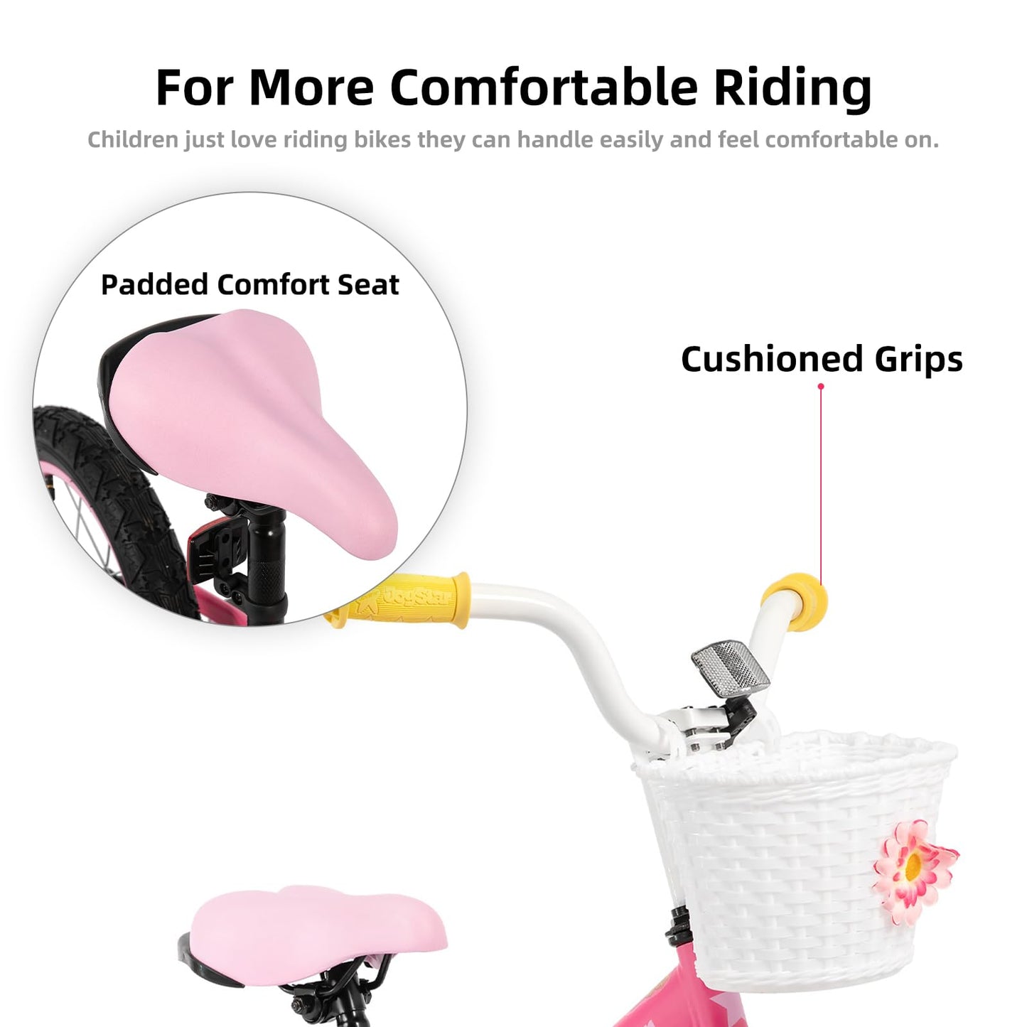 JOYSTAR 14 Inch Girls Bike for 3-5 Years Old 14" Toddler Rainbow Bicycle with Training Wheels and Coaster Brake Kids' Bikes 85% Assembled Pink