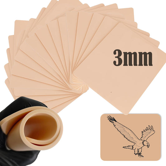 20Pcs Tattoo Skin 3MM - Urknall Fake Skin 3mm Blank Tattoo Practice Skin Fake Skin Tattoo Double Sides Tattoo Skin for Beginners and Tattoo Artists Tattoo Supplies