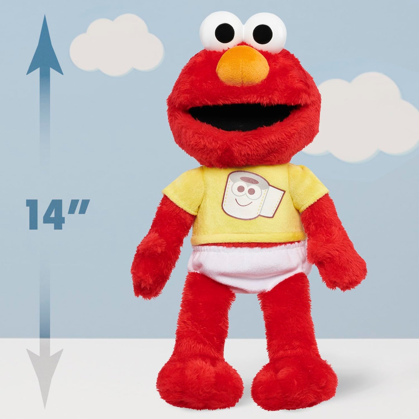 Sesame Street Potty Time Elmo 12-Inch Sustainable Plush Stuffed Animal, Sounds and Phrases, Potty Training Tool, Officially Licensed Kids Toys for Ages 18 Month, Gifts and Presents