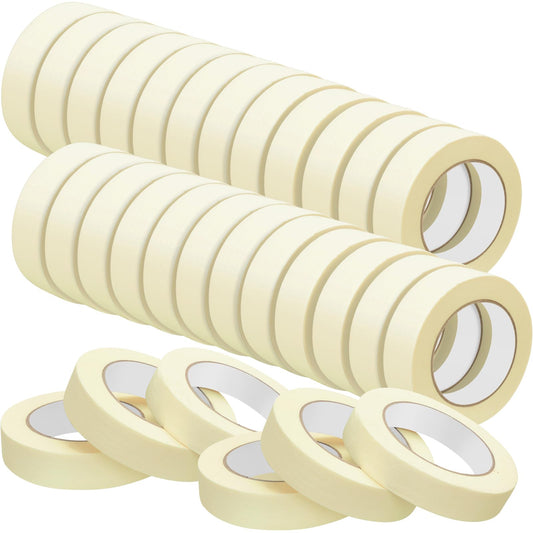 Fainne 30 Rolls Masking Tape Bulk 55 Yards General Purpose Tape for Classroom, Labeling, Crafts, Office, School Projects, Easy Tear & Clean Removal, Beige White (0.8 Inch)