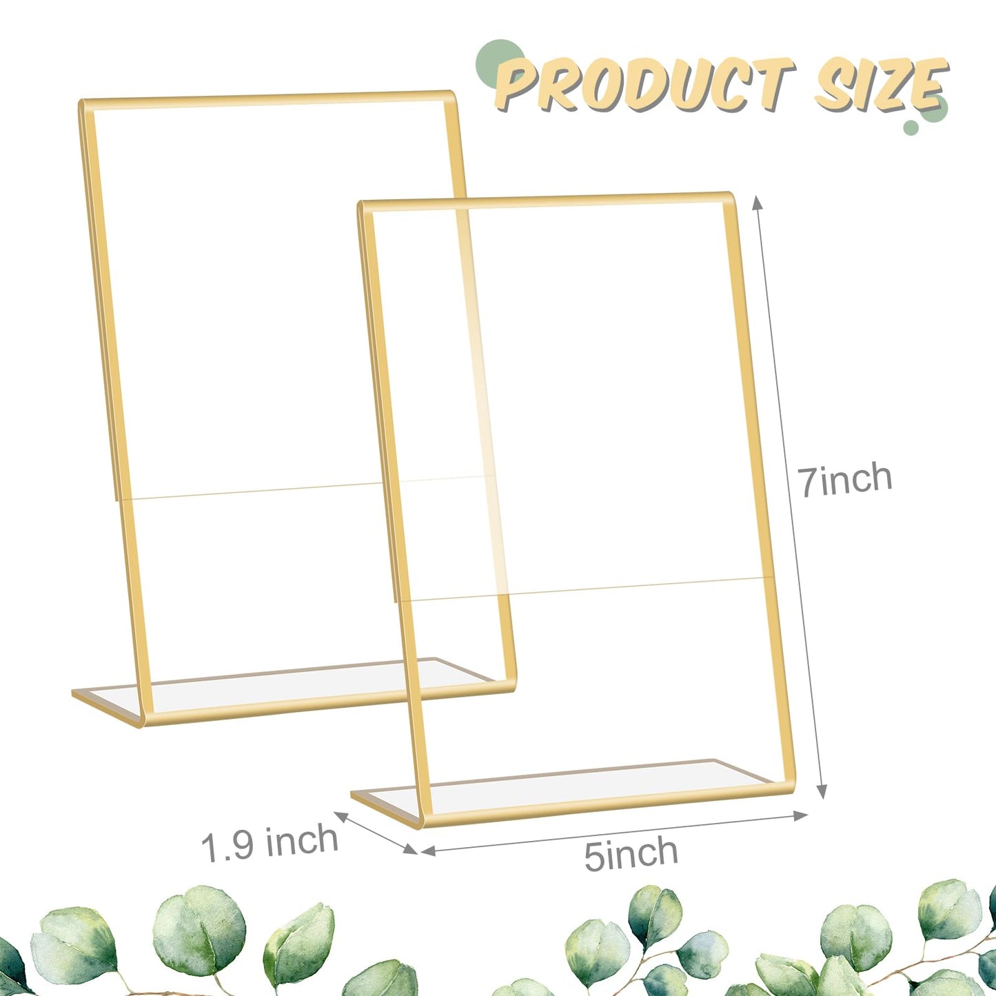 Yulejo 24 Pack Wedding Gold Picture Frames Bulk 5 x 7 Inch Acrylic Sign Holder Clear Double Sided Table Number Menu Holders Desktop Stands for Wedding Office Restaurant Art Photo Flyer Display