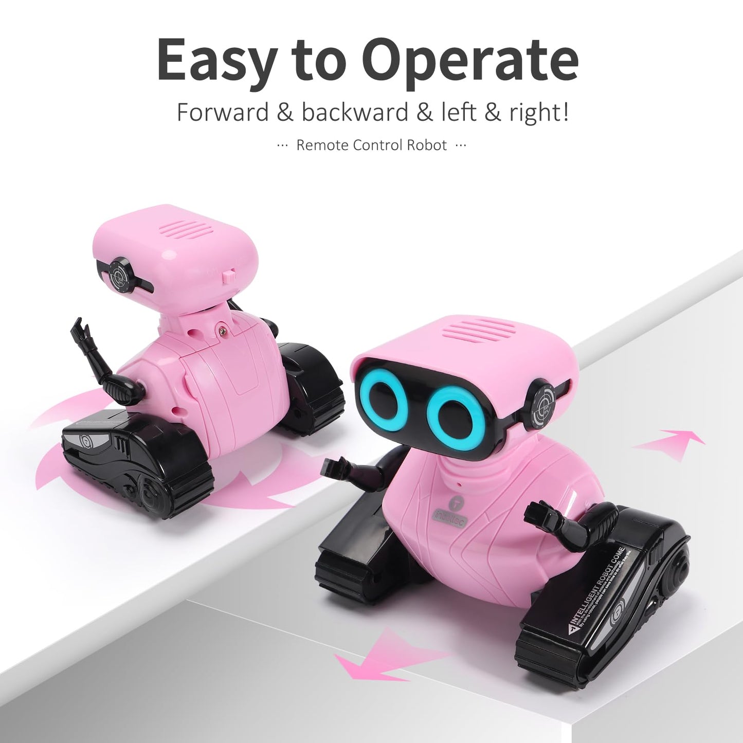 GILOBABY Kids Robot Toy, Remote Control Robot Toys, RC Robots with LED Eyes, Flexible Head & Arms, Dance Moves and Music, Birthday Gifts for Girls Ages 6+ Years (Pink)