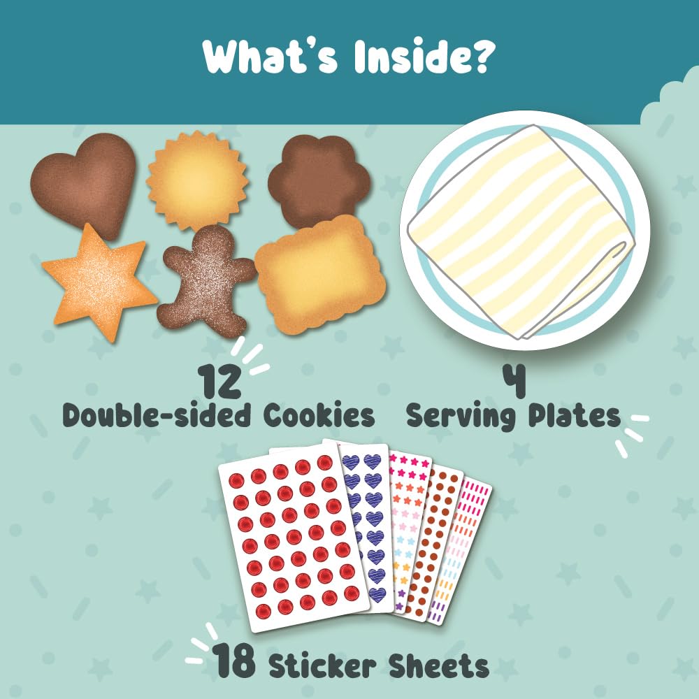 BINCA Stickies Dot Art Activity Kit - Cookie Cafe, 2000+ Stickers, Mess-Free Pretend Play, DIY Dot Sticker Art for Toddlers, Kids Travel Activities, Craft Kits & Gifts for Boys & Girls Ages 4,5,6,7