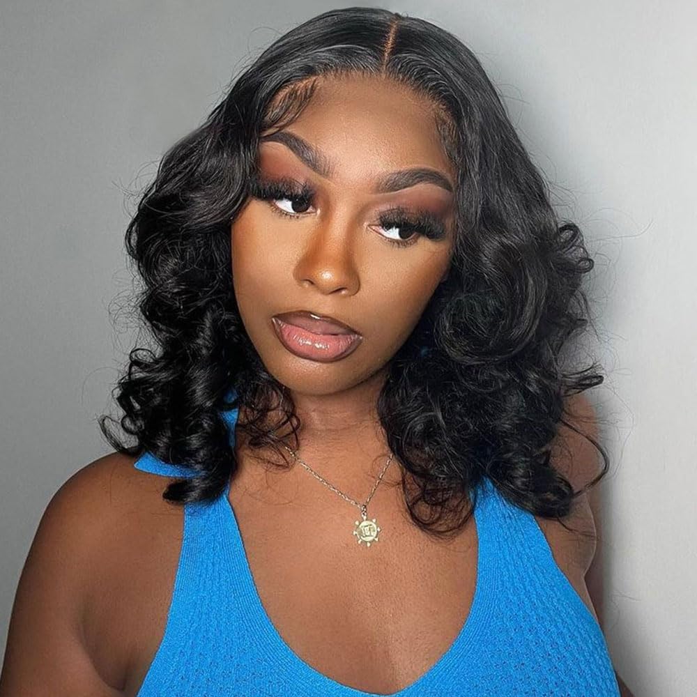 Jolanly 13x4 Lace Front Bob Wig Human Hair 10 Inch Body Wave Wavy Human Hair Wigs For Black Women 13x4 Transparent Lace Front Wigs Human Hair Short Bob Wig