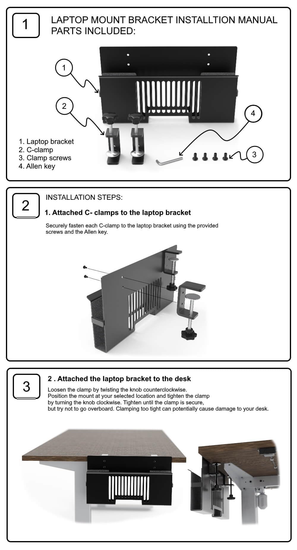 HAVYO Vertical Side-Mount Laptop Holder Bracket for Desk Storage -fits: Dell/Acer/ASUS/XPS/MacBook/Surface/Lenovo/HP/Gaming Laptops (up to 16 inches) (Perforated Steel, Alloy Steel)