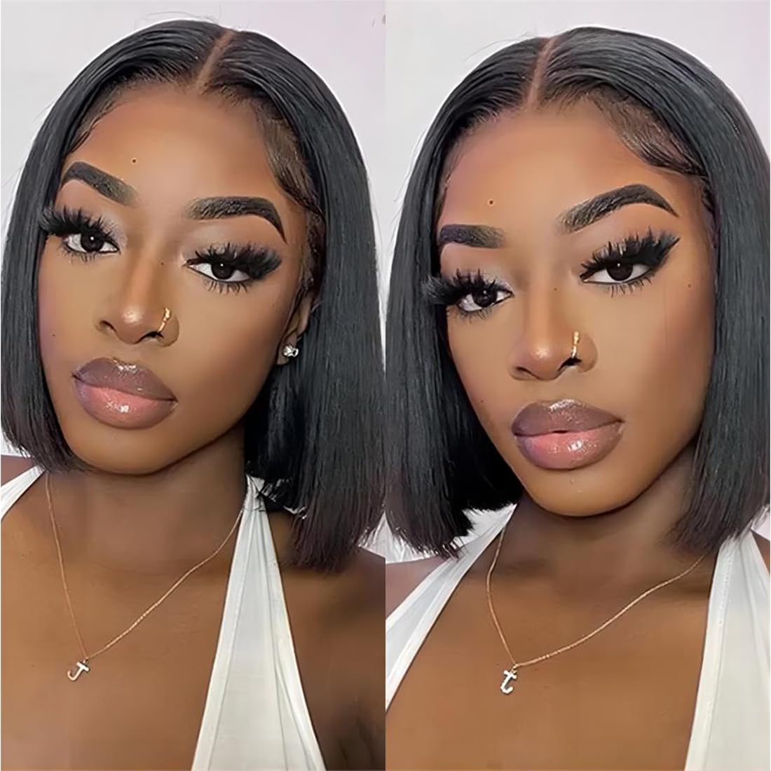 ISEE Hair M Cap 9x6 Bob Wig Human Hair Glueless Bob Wigs Pre Plucked Pre Cut HD Lace Front Glueless Wigs Human Hair 180% Density Short Straight Bob Wigs for Black Women 10 inch