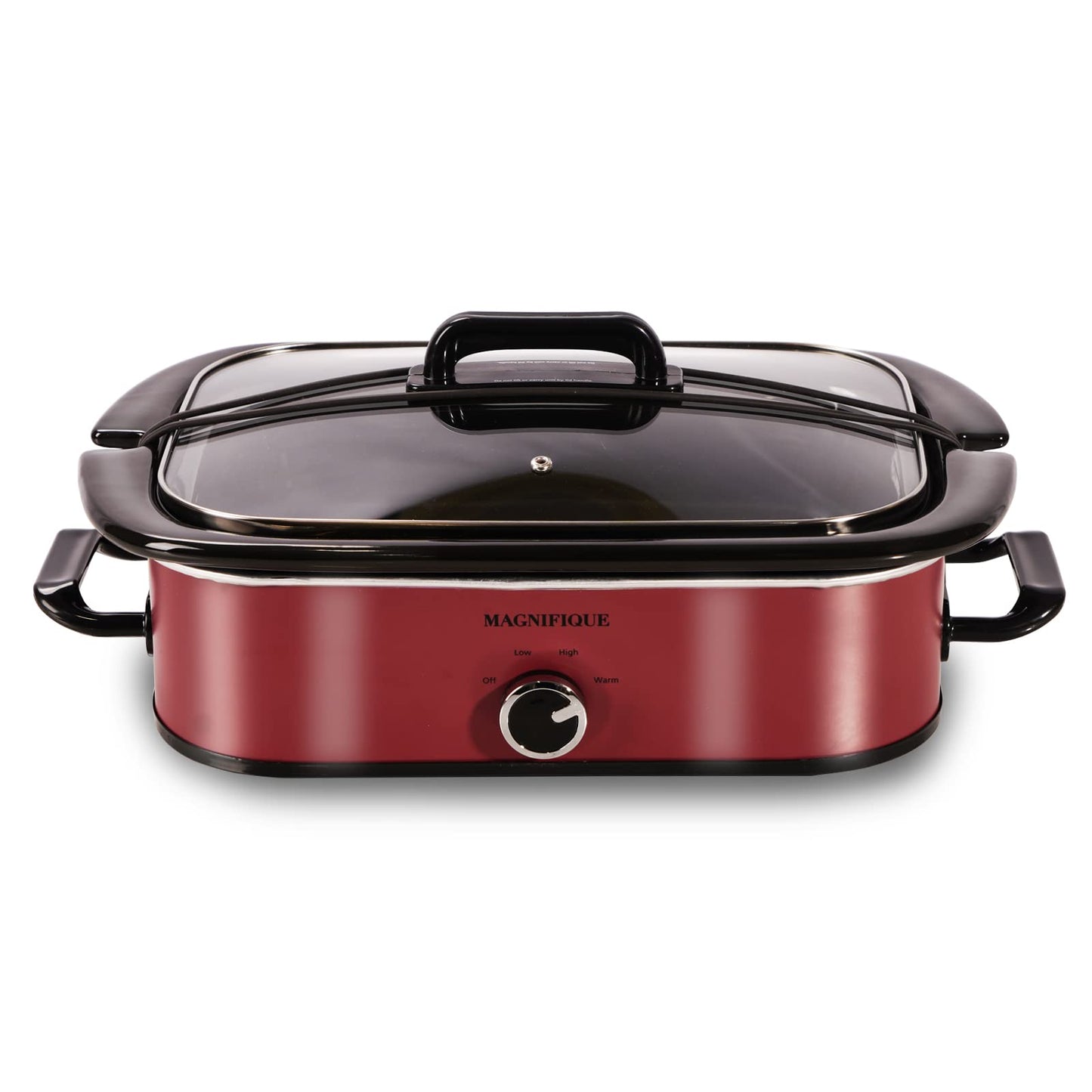 4-Quart Slow Cooker with Casserole Manual Warm Setting - Perfect Kitchen Small Appliance for Family Dinners, Dishwasher Safe Crock, Red