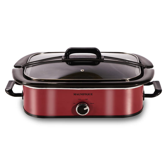 4-Quart Slow Cooker with Casserole Manual Warm Setting - Perfect Kitchen Small Appliance for Family Dinners, Dishwasher Safe Crock, Red
