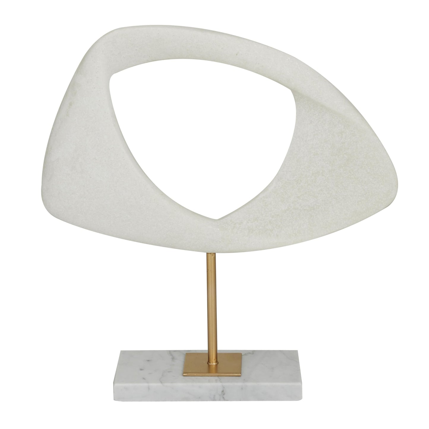Deco 79 Polystone Abstract Decorative Sculpture Cut-Out Home Decor Statue with Marble Stand, Accent Figurine 12" x 3" x 13", White