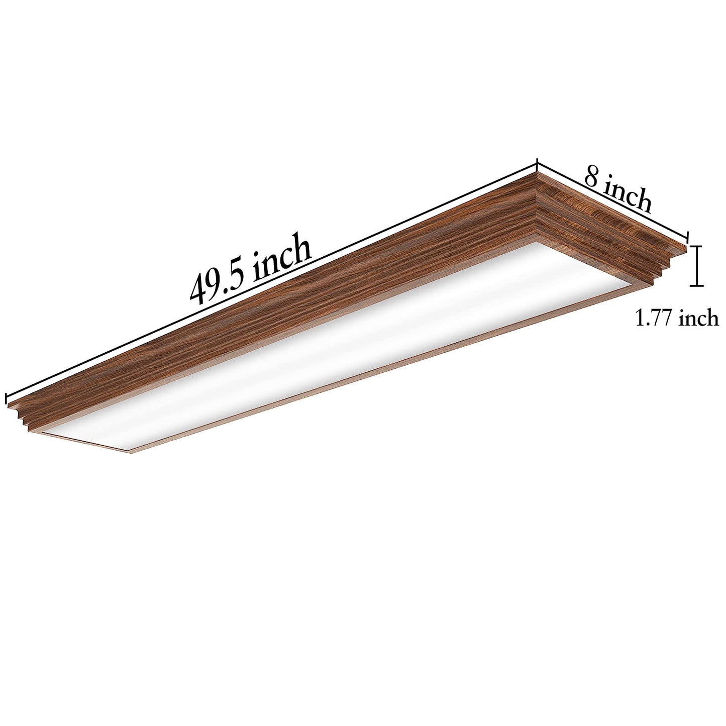 FAITHSAIL 4FT LED Light Fixture with 3000K/4000K/5000K CCT Selectable Dimmable 4 Foot LED Linear with Wooden Look 50W 5500LM Flush Mount Ceiling Wraparound for Kitchen, Bedroom, Laundry