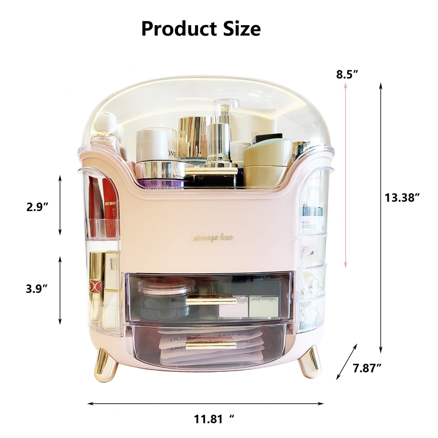 Omeily Upgrade Large Makeup Organizer Countertop Vanity Case Skin Care Cosmetic Storage Box Bathroom Counter Perfume Skincare Organizers Make Up Caddy Gift for Women Girls Clear Design Easy Visibility